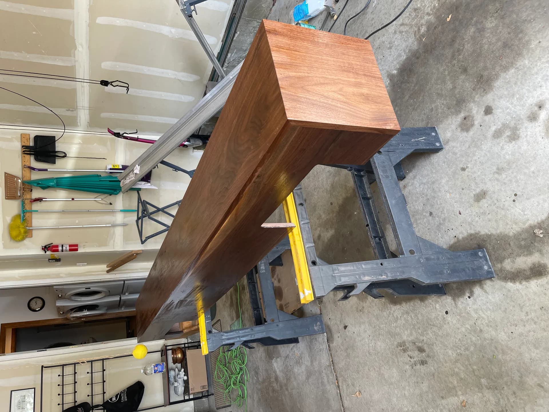 Field fabricated walnut fireplace mantel