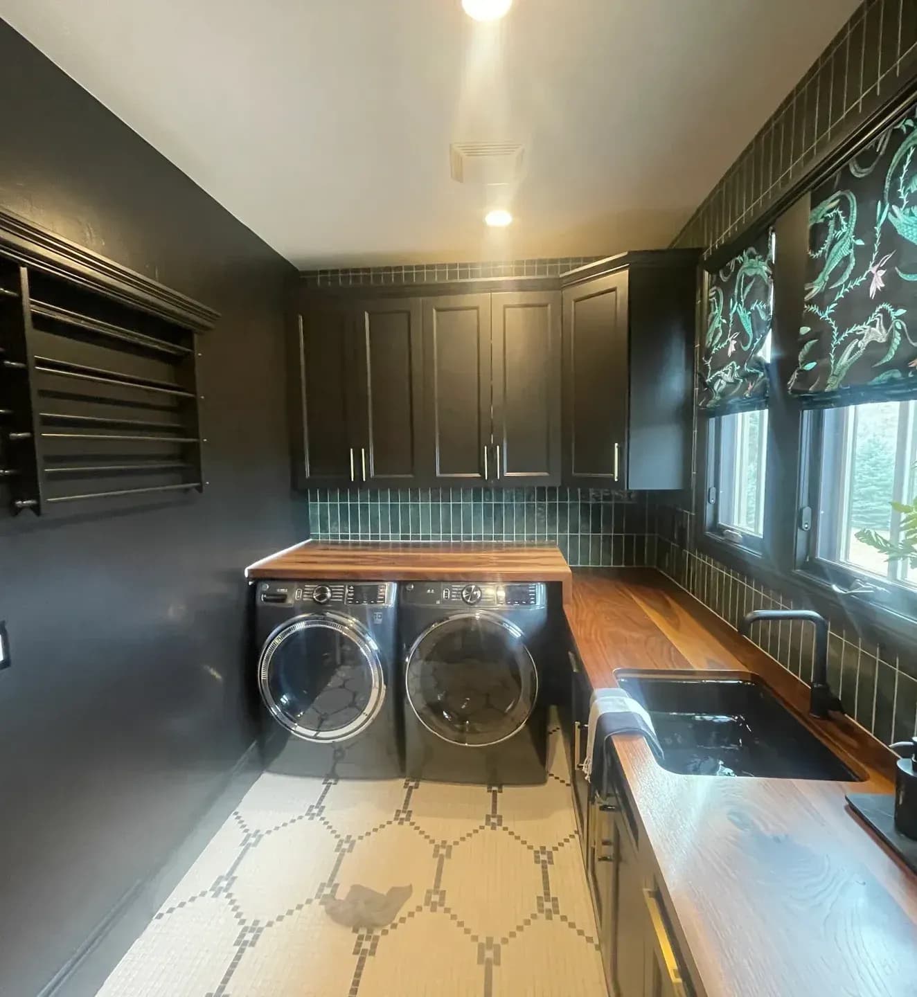 Solid walnut counter tops with natural edge detail